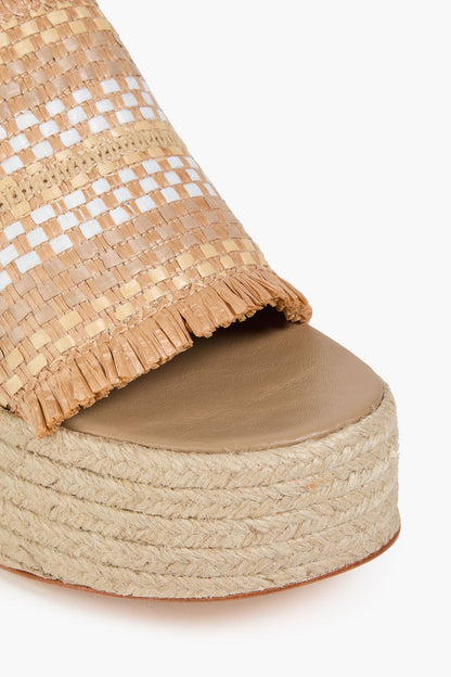 Farm Rio Faux Raffia Espadrille Platform Sandals Neutral Women's