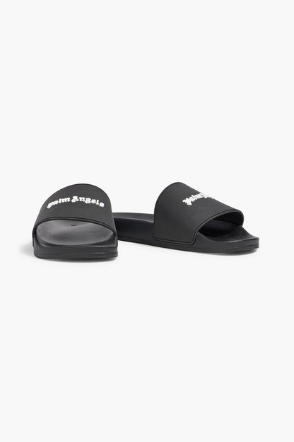 Palm Angels Appliqud Rubber Slides Black