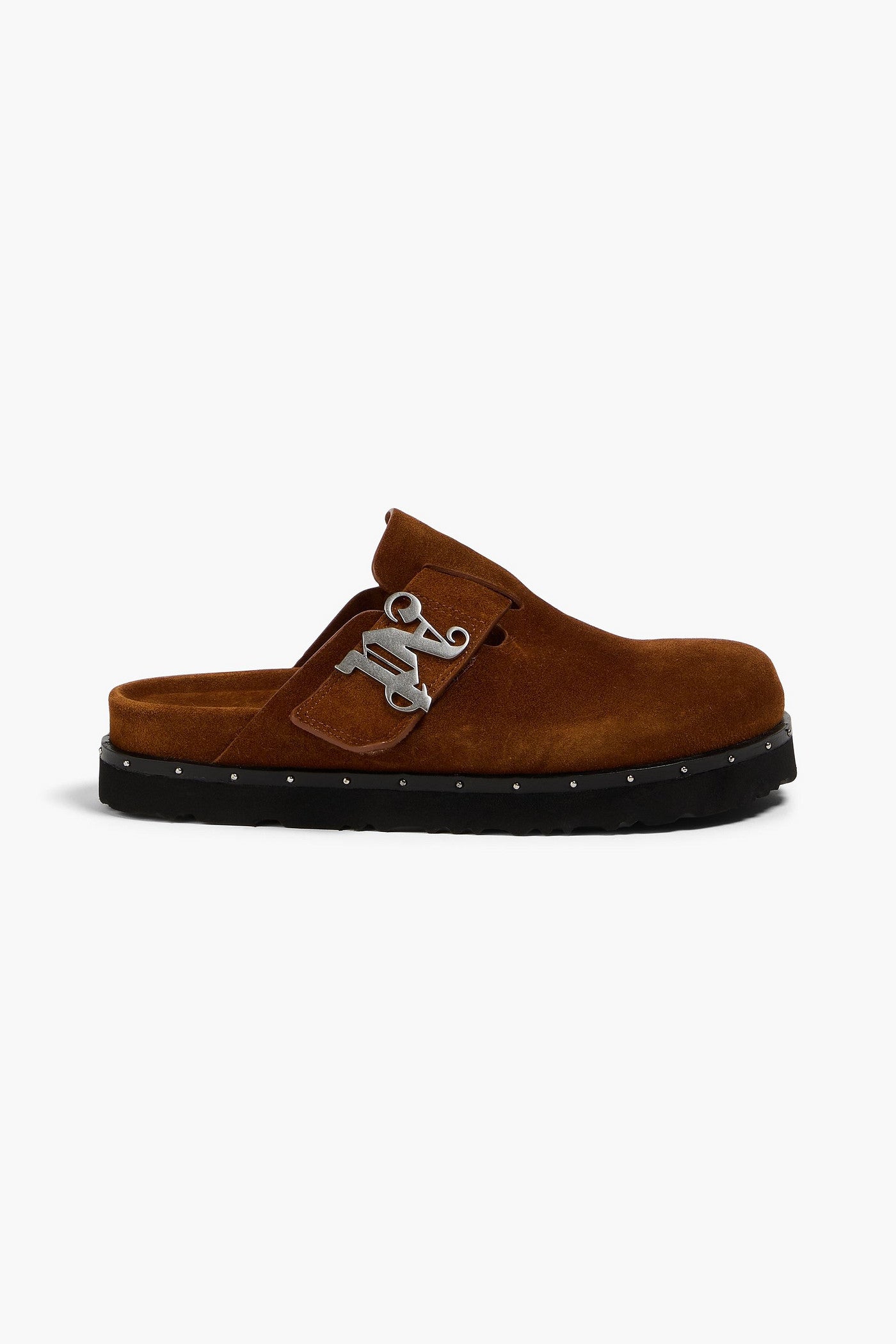 Palm Angels Studded Suede Clogs Brown