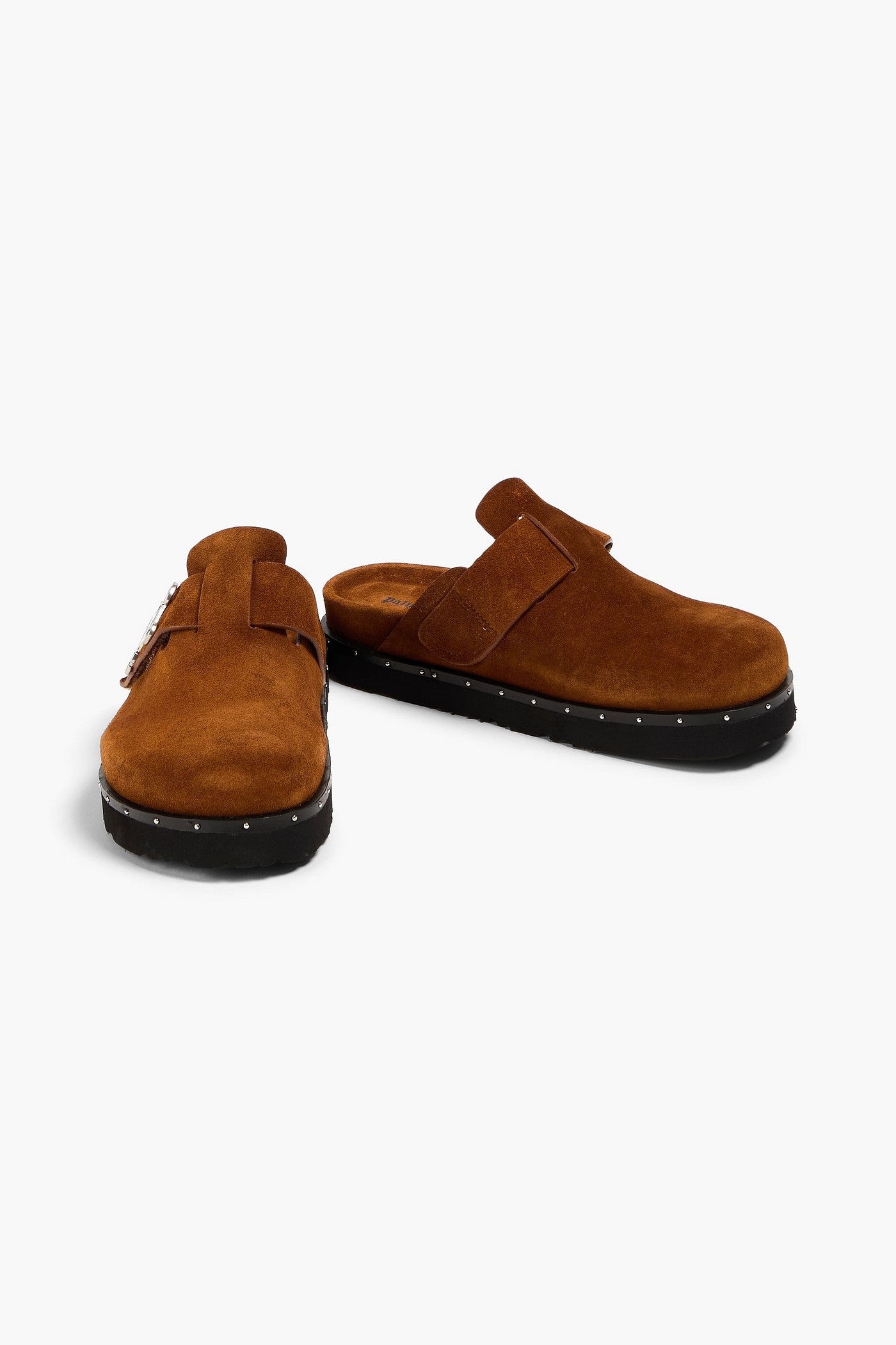 Palm Angels Studded Suede Clogs Brown