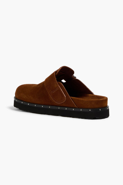 Palm Angels Studded Suede Clogs Brown
