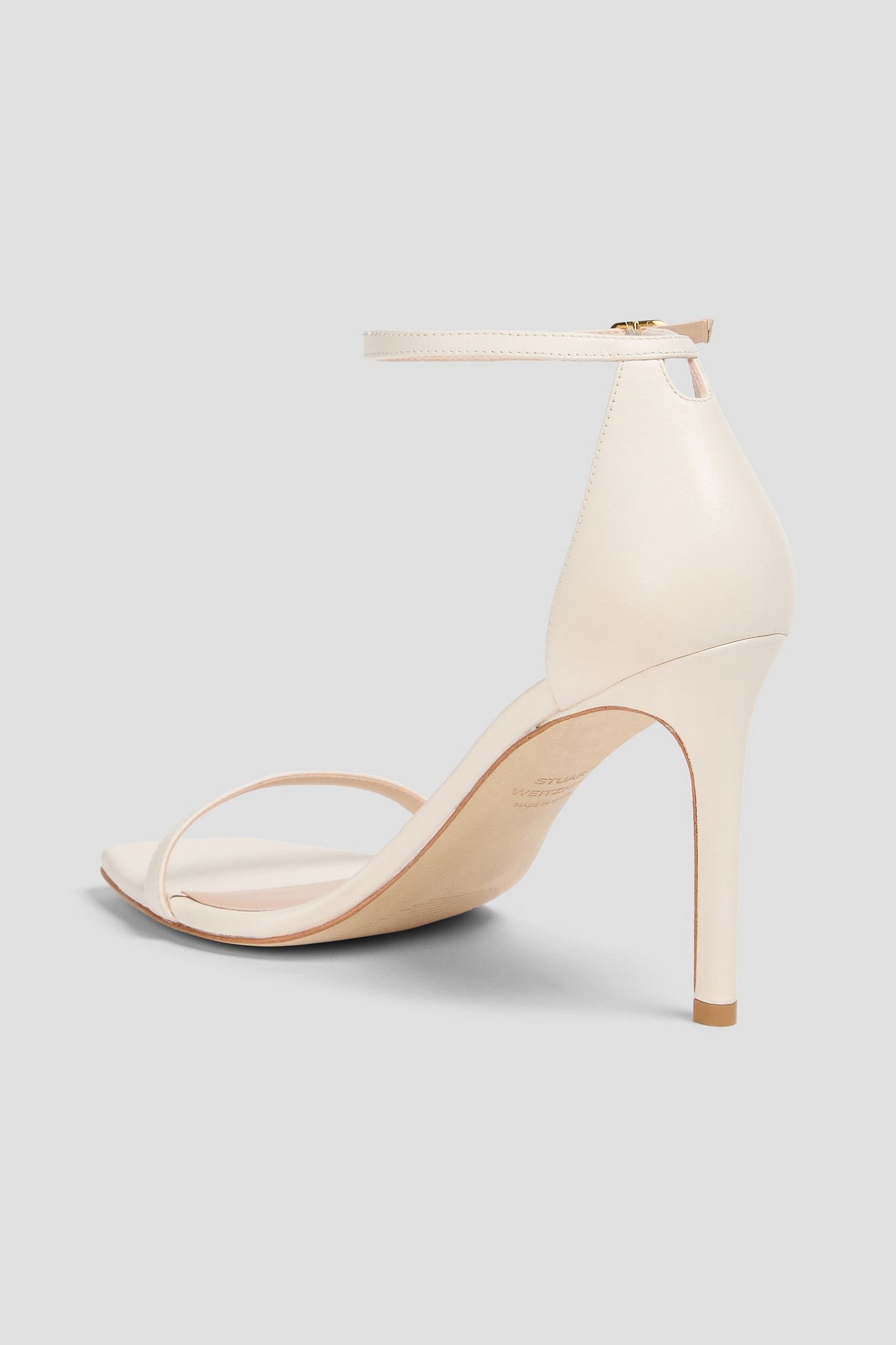 Stuart Weitzman Amelina 95 Leather Sandals Ivory Women's