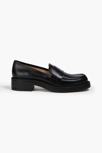 Stuart Weitzman Louise Leather Penny Loafers Black Women's