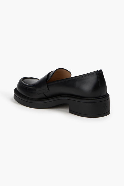 Stuart Weitzman Louise Leather Penny Loafers Black Women's