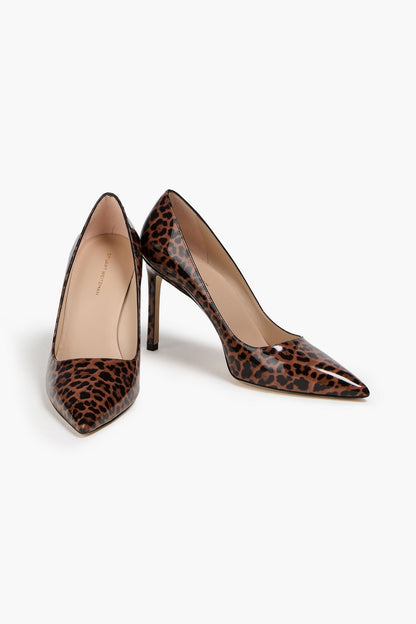 Stuart Weitzman Leigh 95 Glossed Leopard-Print Pumps Animal Print Women's