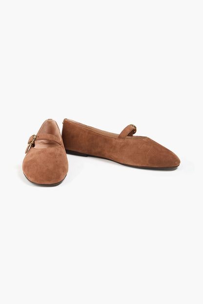 Stuart Weitzman Kyra Suede Mary Jane Flats Brown Women's
