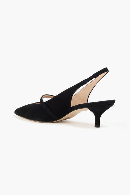 Stuart Weitzman Aura 50 Crystal-Embellished Suede Slingback Mary Jane Pumps Black Women's