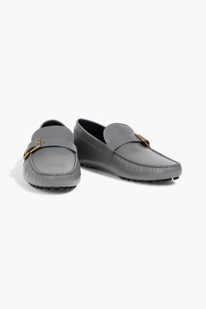 Tod's Gommino Buckled Leather Driving Shoes Gray
