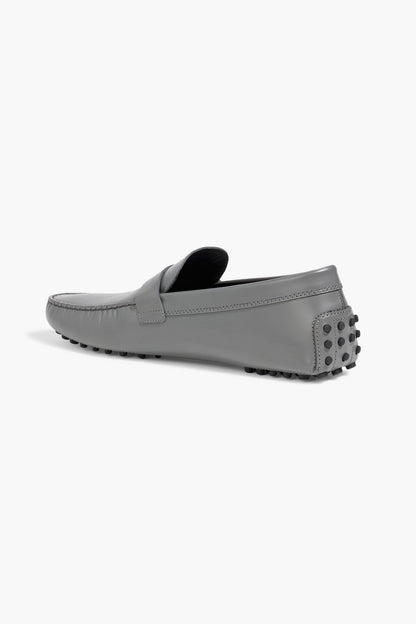 Tod's Gommino Buckled Leather Driving Shoes Gray