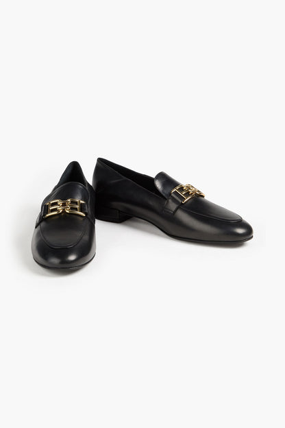 Bally Ellah Embellished Leather Loafers Black Women's