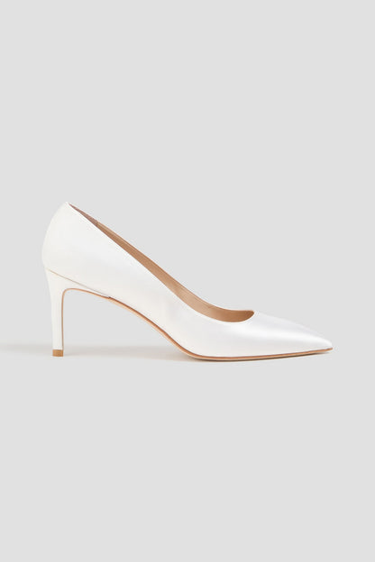 Stuart Weitzman Leigh 75 Satin Pumps Off-White Women's