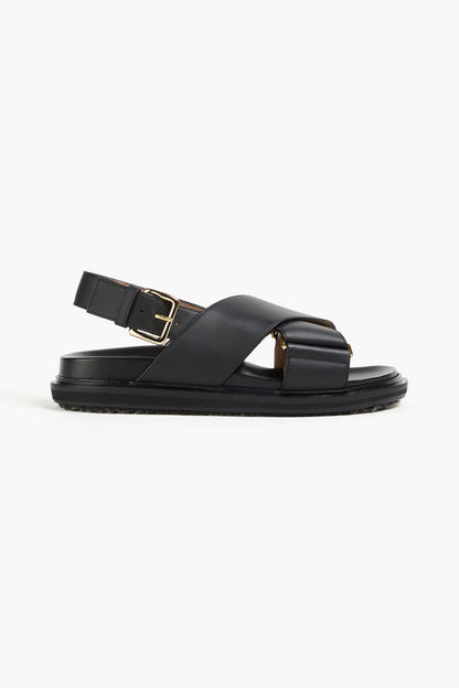 Marni Fussbett Leather Slingback Sandals Black Women's