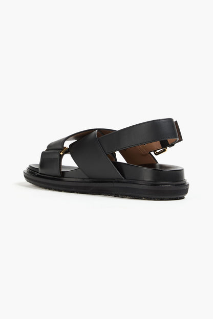 Marni Fussbett Leather Slingback Sandals Black Women's