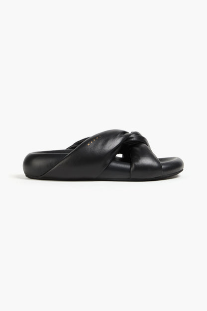 Marni Twisted Leather Sandals Black Women's
