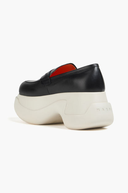 Marni Leather Platform Loafers Black Women's