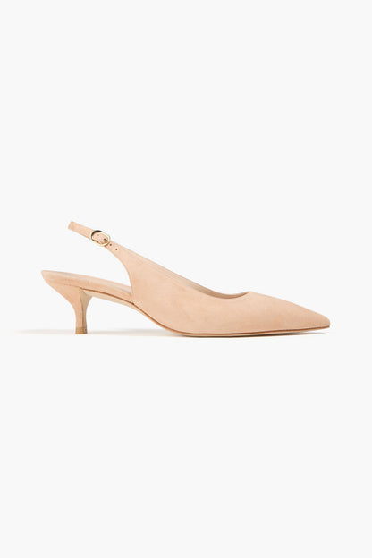 Stuart Weitzman Leigh 50 Suede Slingback Pumps Sand Women's