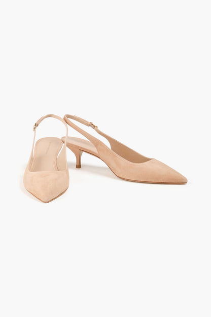Stuart Weitzman Leigh 50 Suede Slingback Pumps Sand Women's