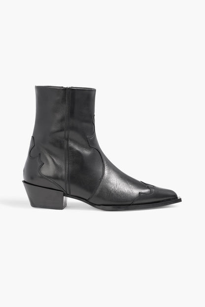 Aeyde Hester Leather Cowboy Boots Black Women's
