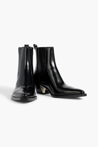 3.1 Phillip Lim Downtown Glossed-Leather Ankle Boots Black Women's