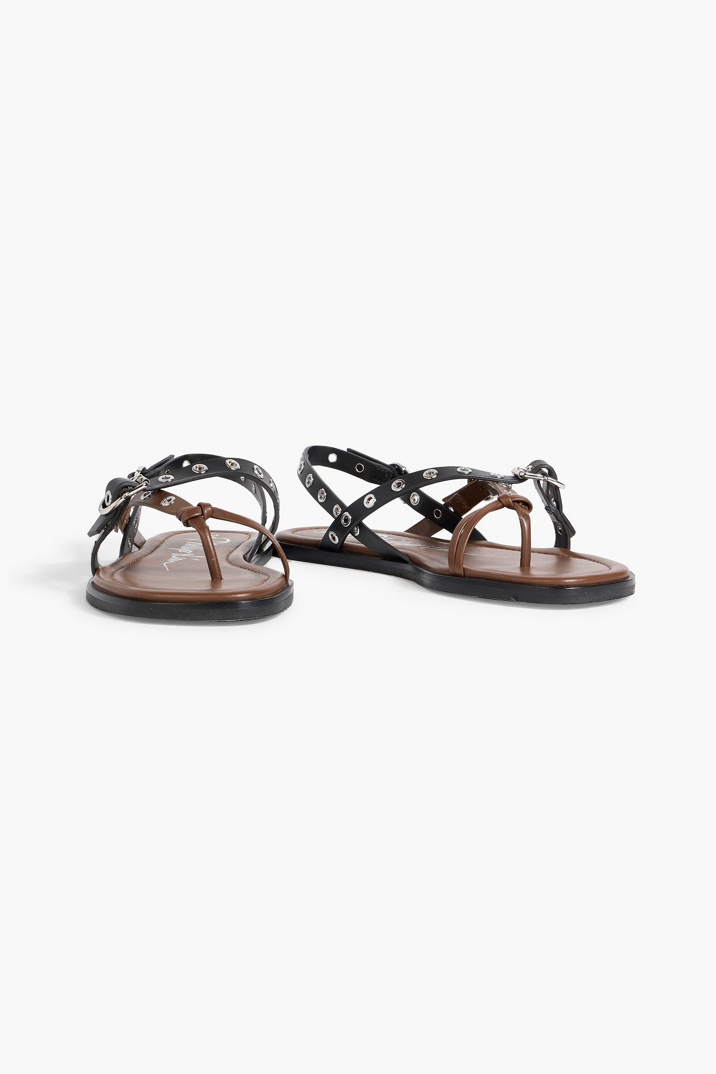 3.1 Phillip Lim Two-Tone Leather Slingback Sandals Black Women's