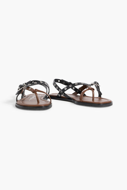 3.1 Phillip Lim Two-Tone Leather Slingback Sandals Black Women's