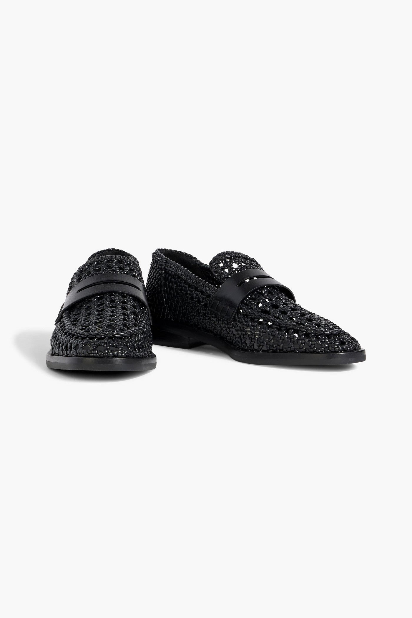 3.1 Phillip Lim Woven Leather Loafers Black Women's