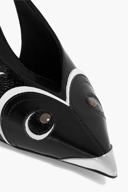 Pucci Embellished Smooth And Patent-Leather Slingback Pumps Black Women's