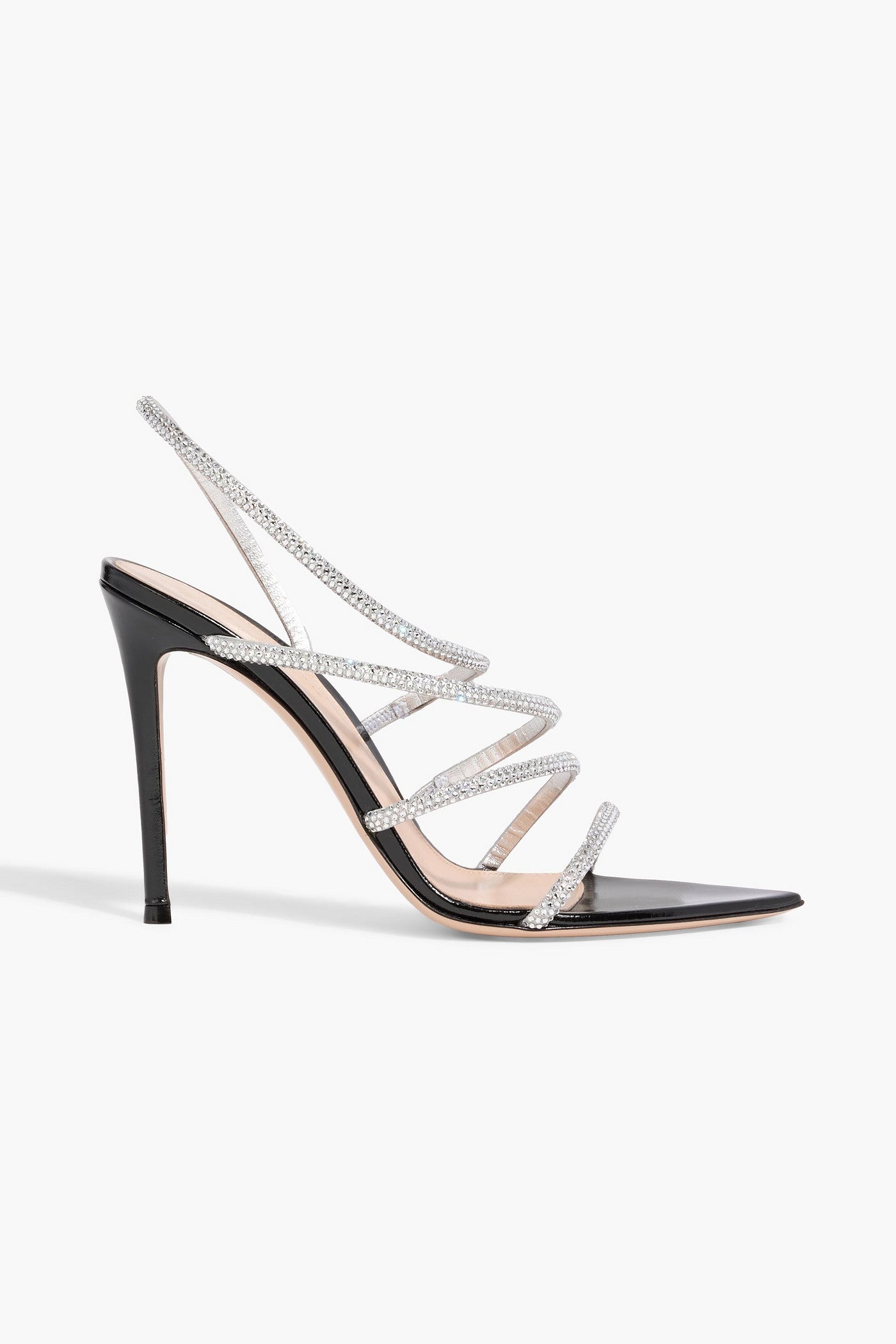 Gianvito Rossi Crystal Ettie 105 Embellished Leather Slingback Sandals Black Women's