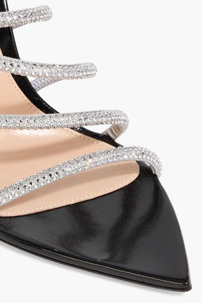 Gianvito Rossi Crystal Ettie 105 Embellished Leather Slingback Sandals Black Women's