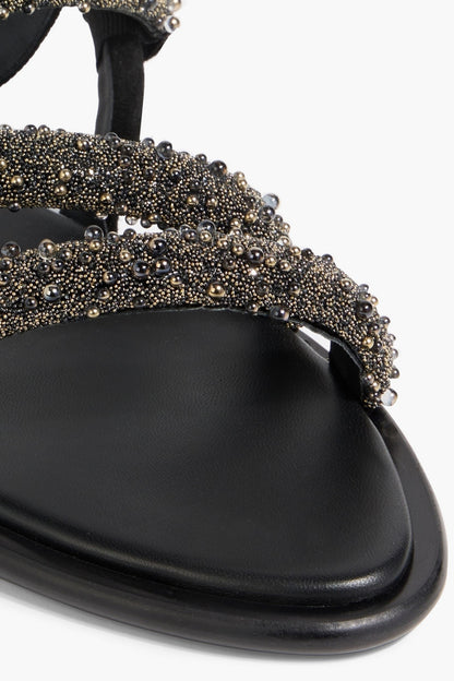Pucci Bead-Embellished Leather Slingback Sandals Black Women's