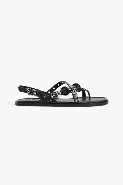 3.1 Phillip Lim Knotted Leather Slingback Sandals Black Women's