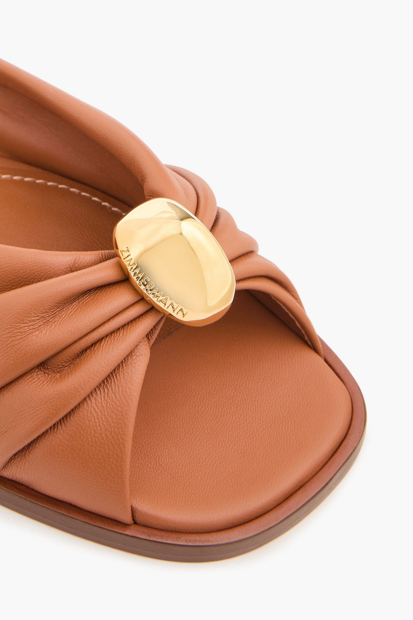 Zimmermann Embellished Leather Slides Brown Women's