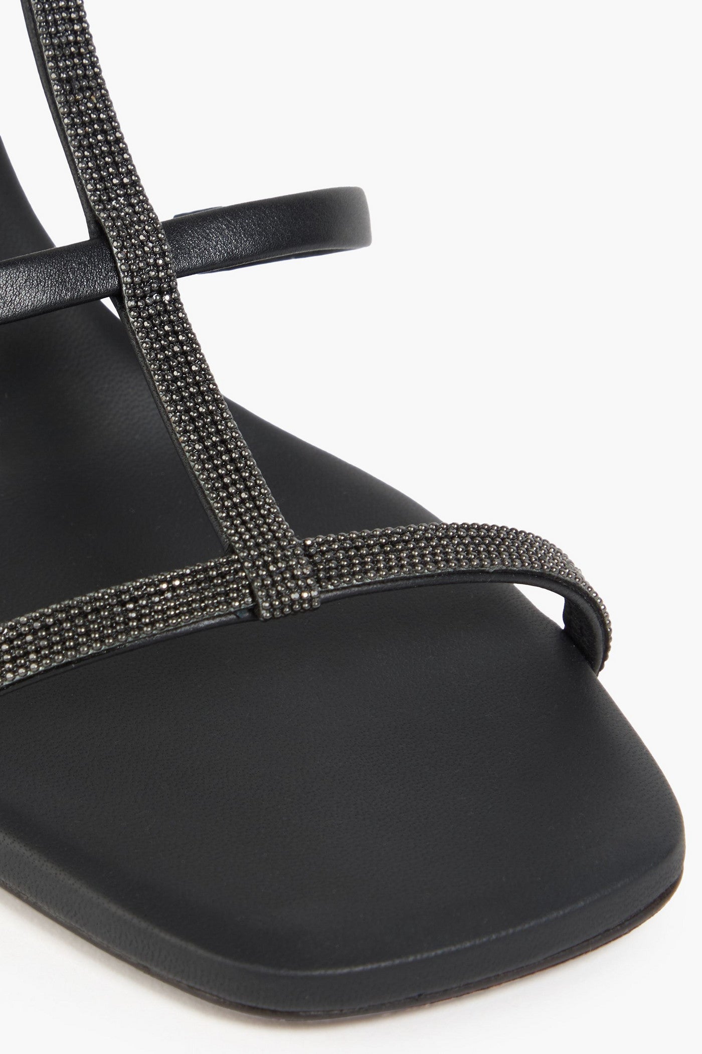 Brunello Cucinelli Bead-Embellished Leather Sandals Black Women's