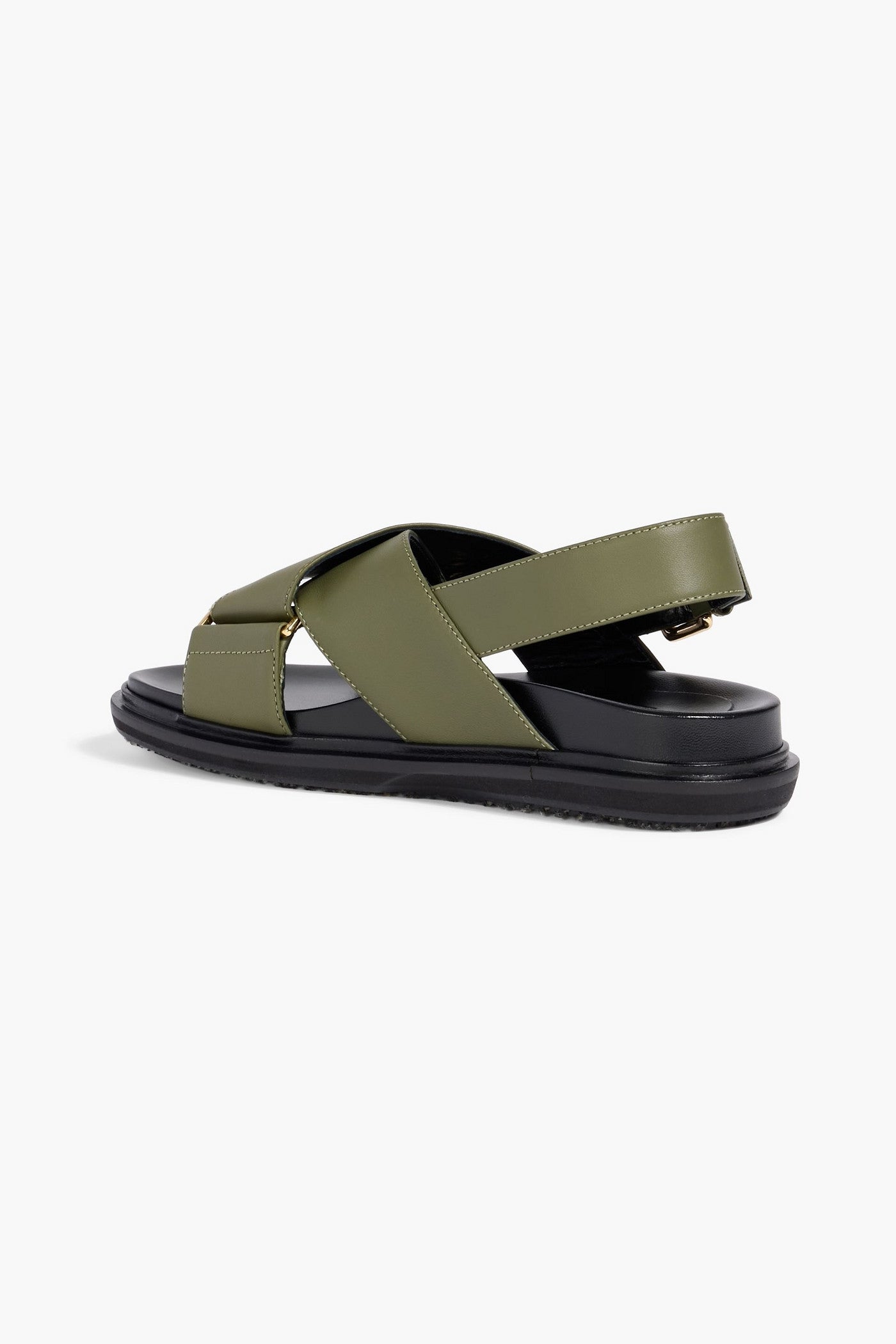 Marni Fussbett Leather Slingback Sandals Army Green Women's