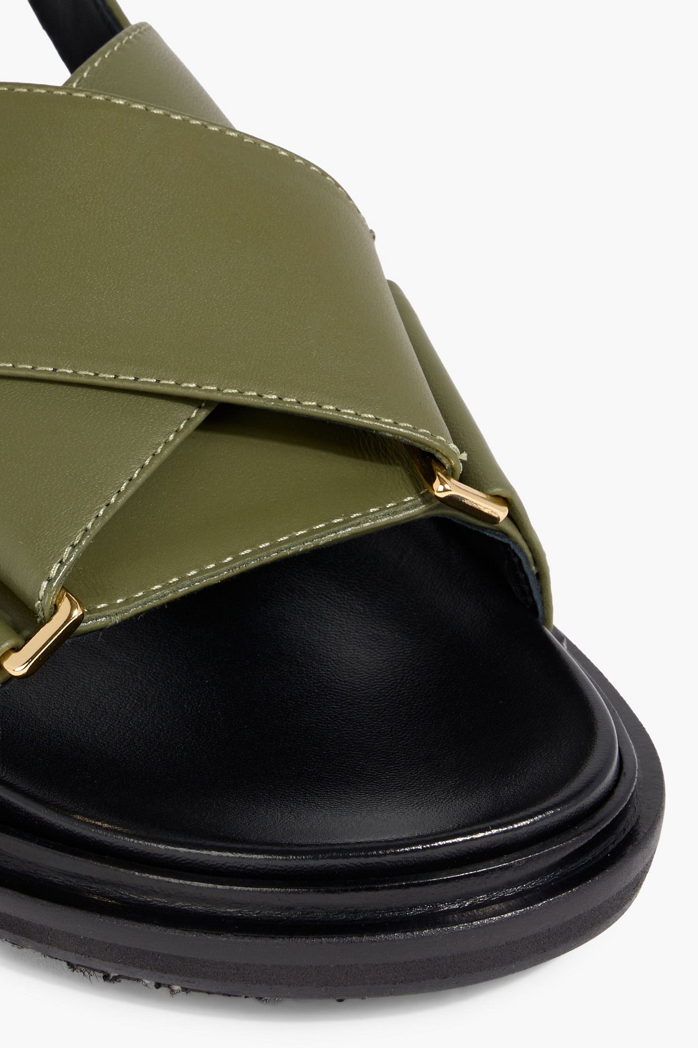 Marni Fussbett Leather Slingback Sandals Army Green Women's