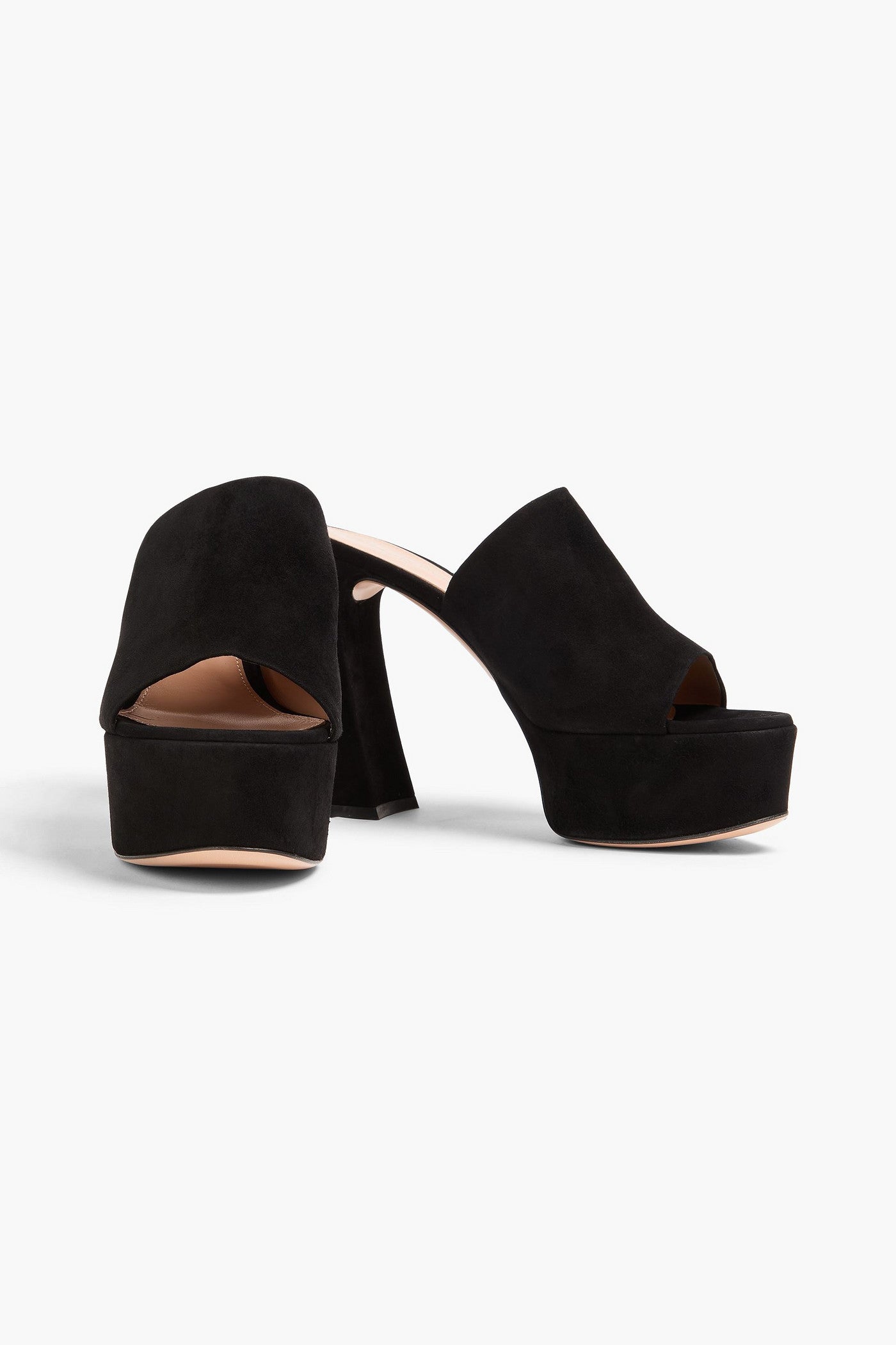 Gianvito Rossi Holly 120 Suede Platform Mules Black Women's
