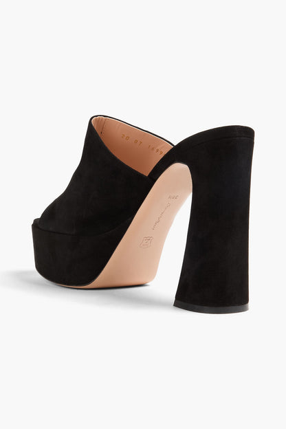Gianvito Rossi Holly 120 Suede Platform Mules Black Women's