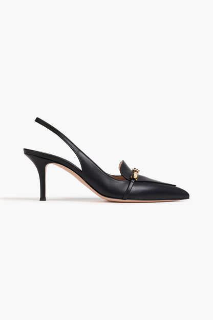 Gianvito Rossi Carrey 70 Embellished Leather Slingback Pumps Black Women's