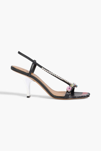 Marni Crystal-Embellished Leather Slingback Sandals Black Women's