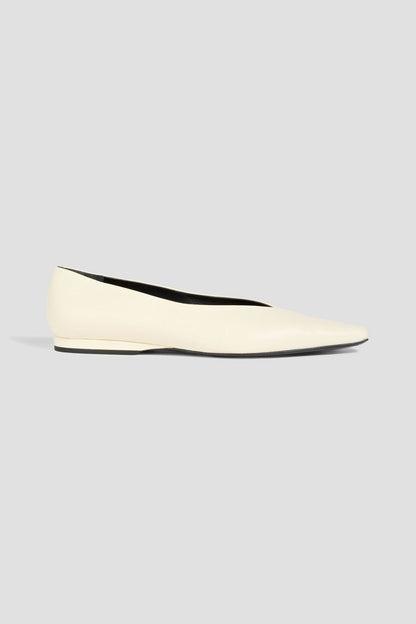Loulou Studio Barsi Leather Point-Toe Flats Cream Women's