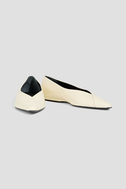 Loulou Studio Barsi Leather Point-Toe Flats Cream Women's