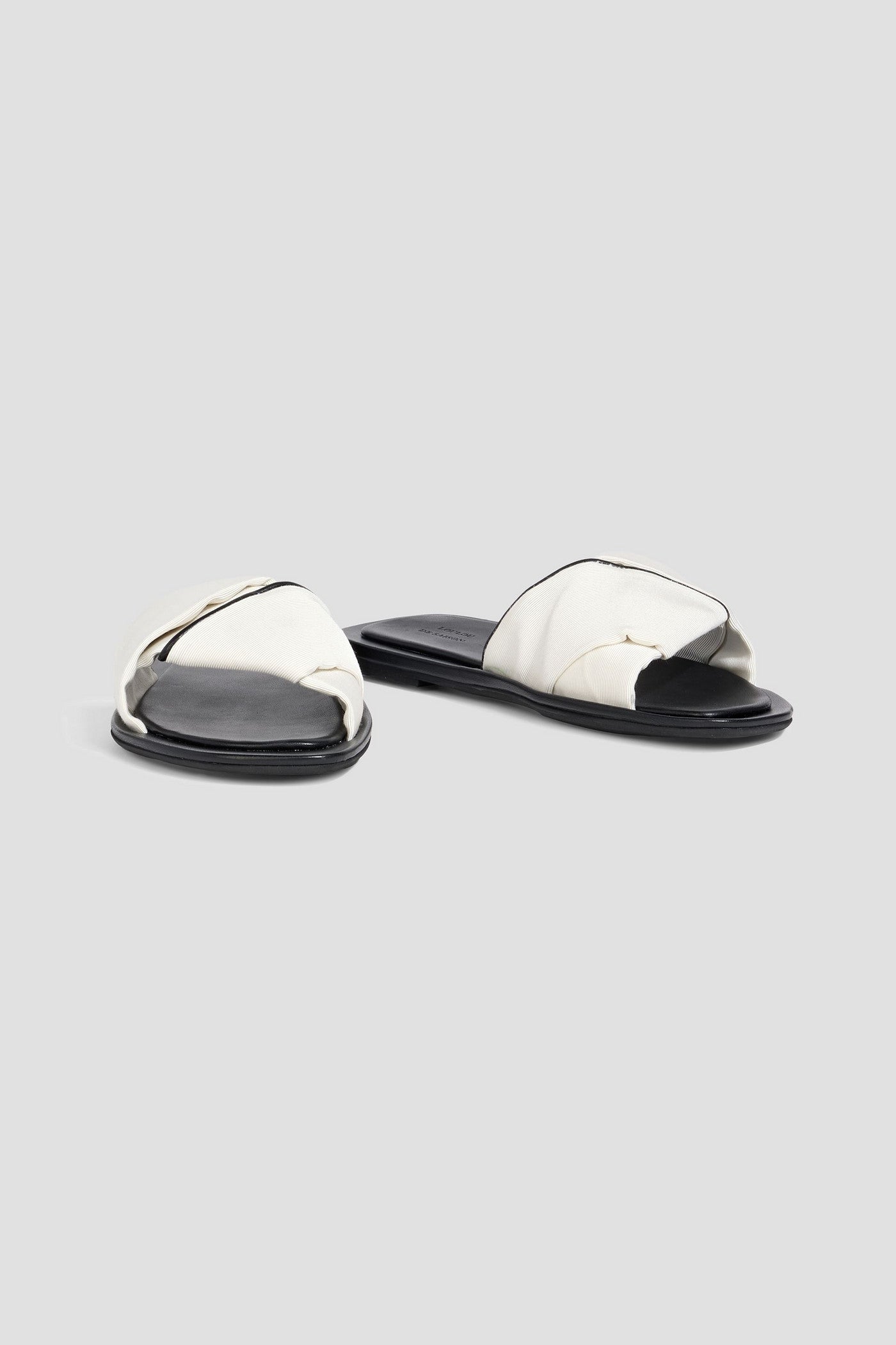 Loulou De Saison Noa Leather-Trimmed Faille Slides Off-White Women's