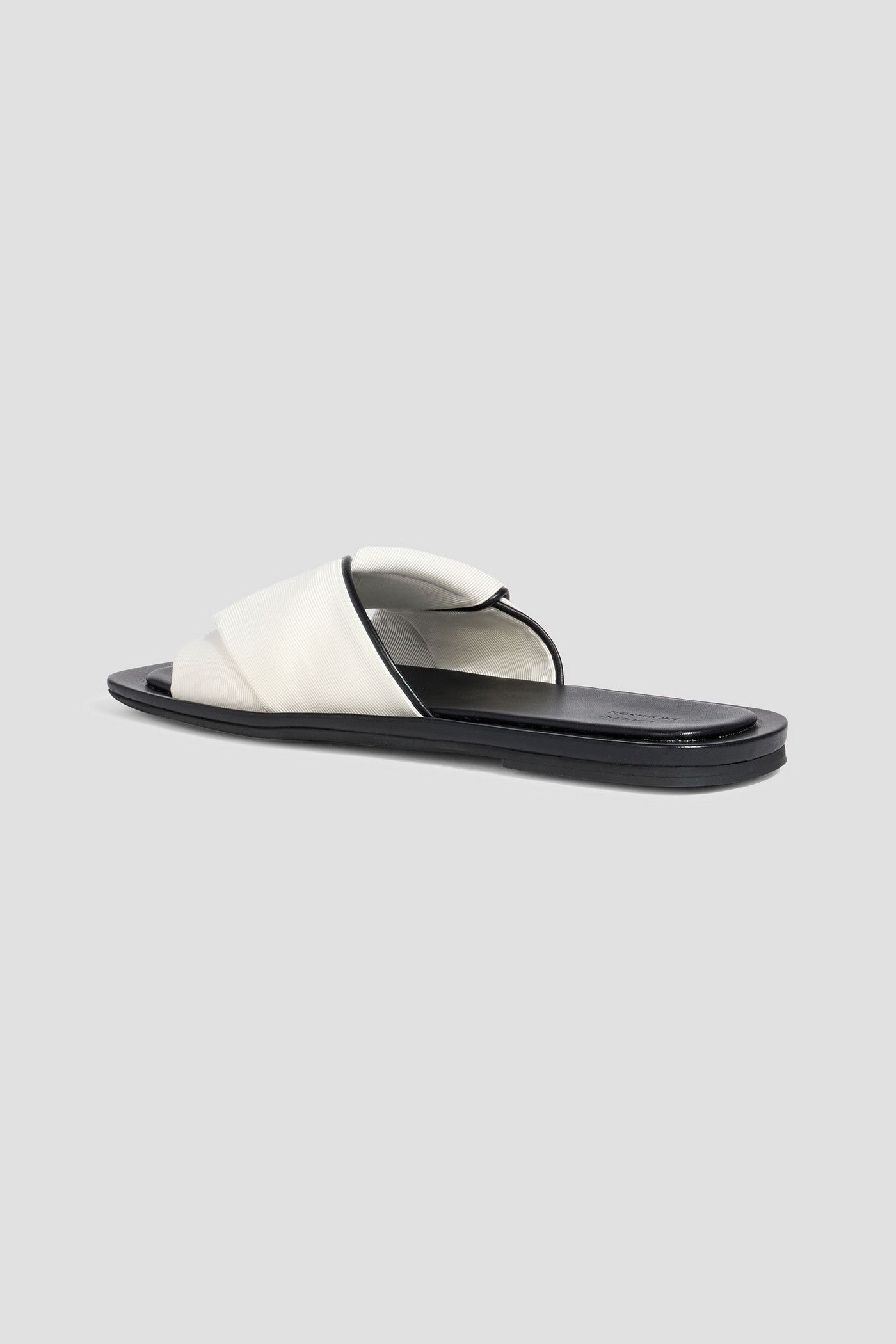 Loulou De Saison Noa Leather-Trimmed Faille Slides Off-White Women's