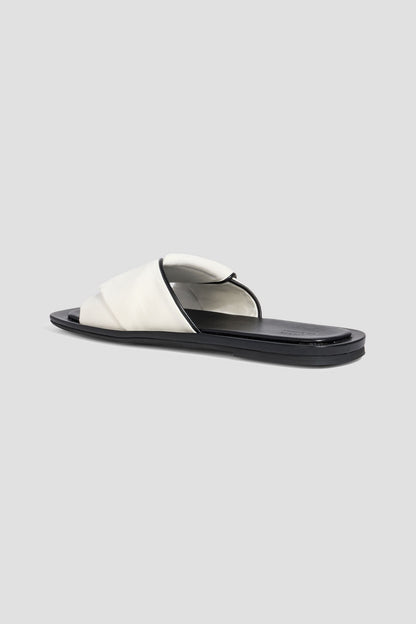 Loulou De Saison Noa Leather-Trimmed Faille Slides Off-White Women's