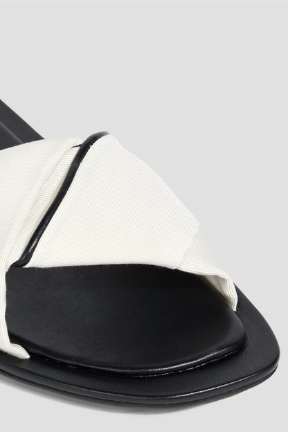 Loulou De Saison Noa Leather-Trimmed Faille Slides Off-White Women's
