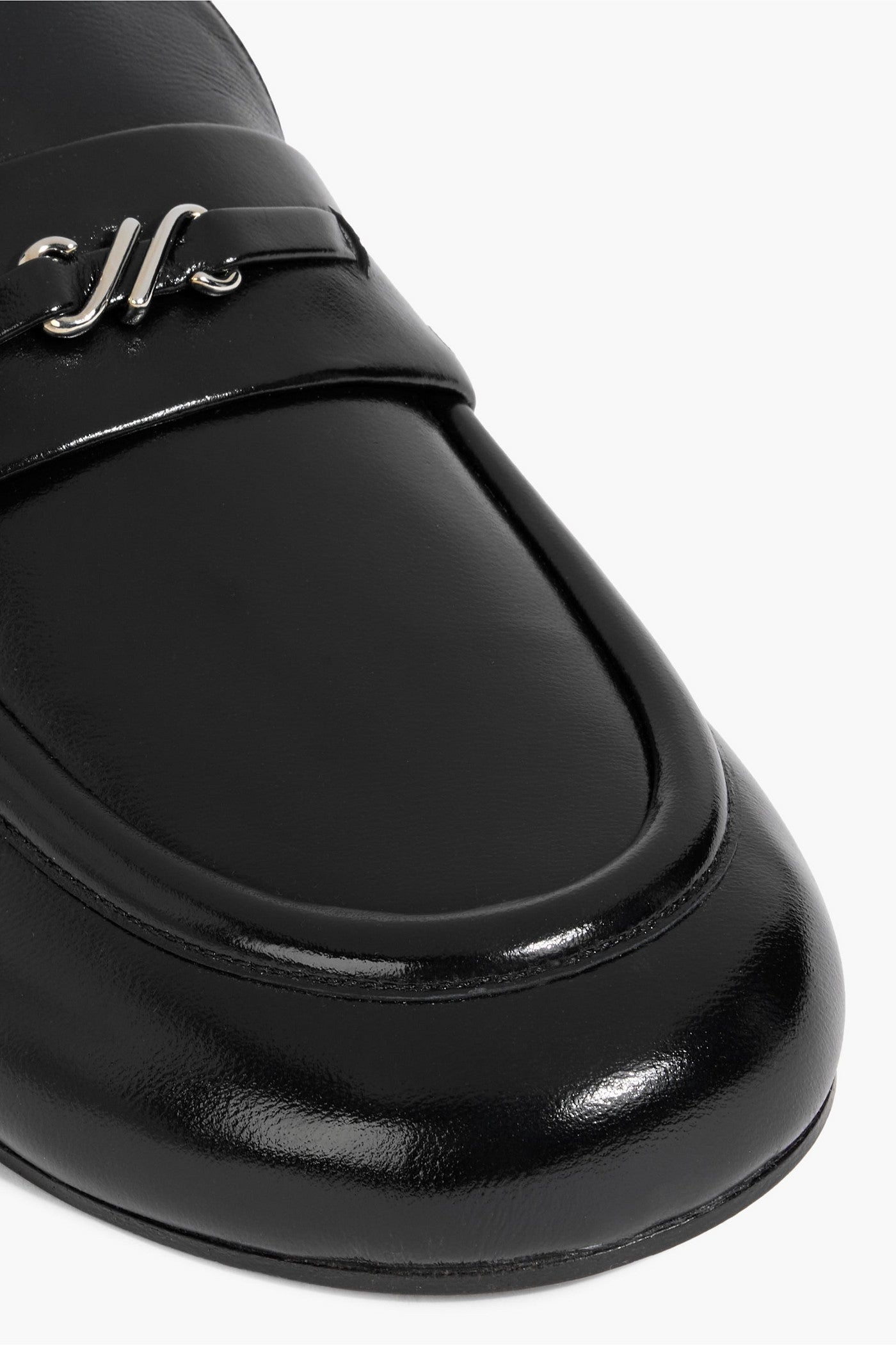 Proenza Schouler Mini Monogram Embellished Glossed-Leather Loafers Black Women's