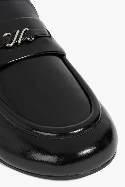 Proenza Schouler Mini Monogram Embellished Glossed-Leather Loafers Black Women's