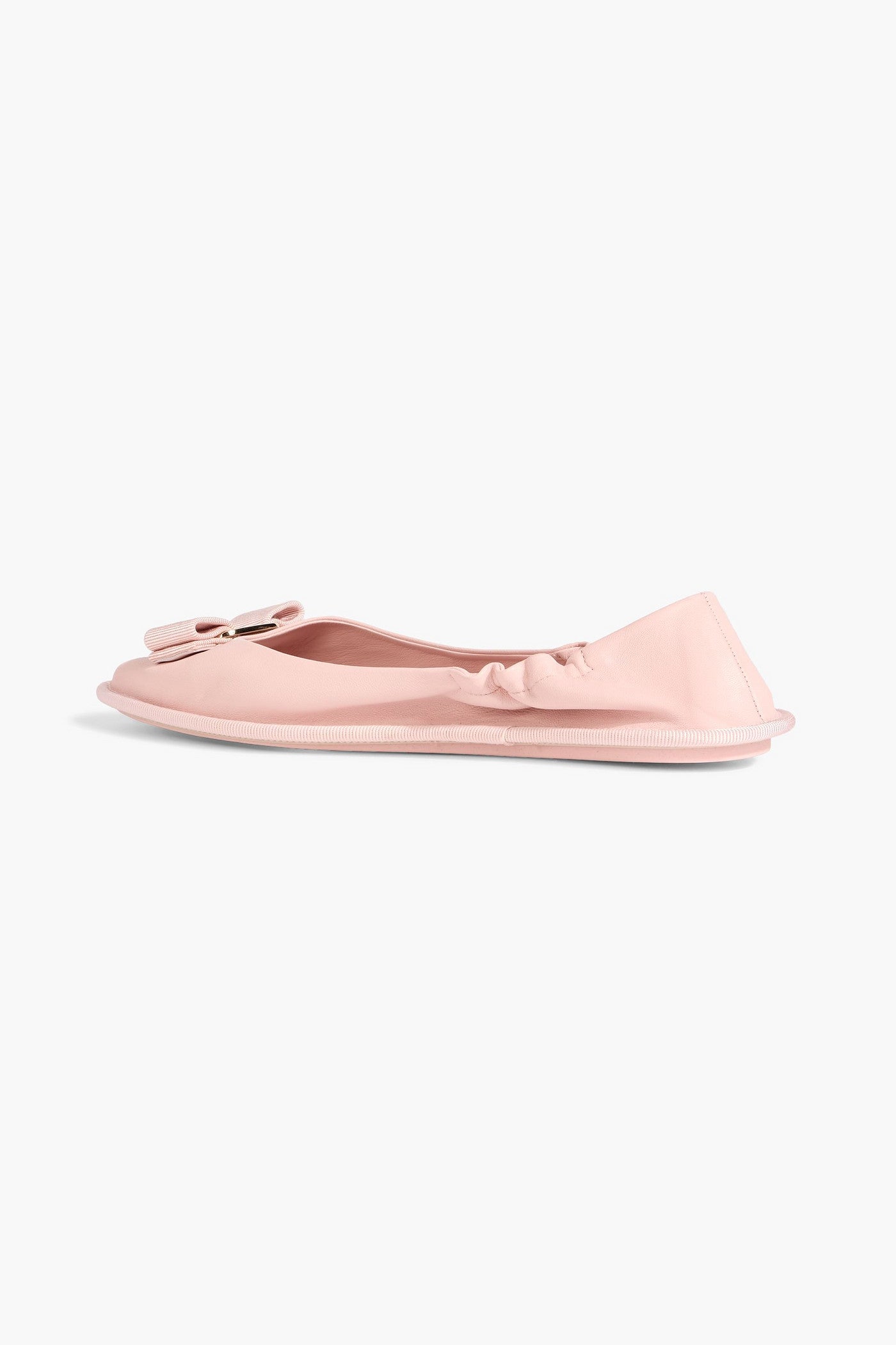 Ferragamo Varina Bow-Detailed Leather Ballet Flats Pastel Pink Women's