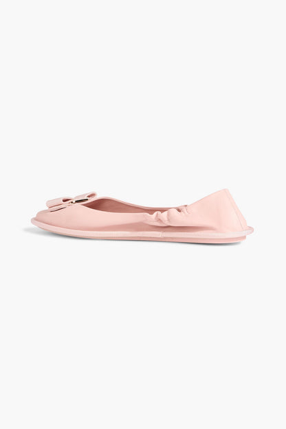Ferragamo Varina Bow-Detailed Leather Ballet Flats Pastel Pink Women's