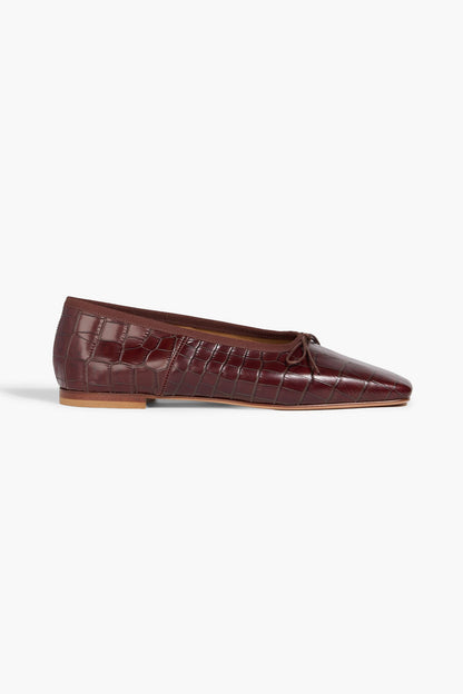 Mansur Gavriel Croc-Effect Leather Ballet Flats Chocolate Women's